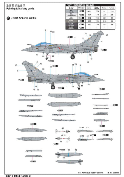 Trumpeter 03912 French Airforce Rafale C 1/144 Scale model kit