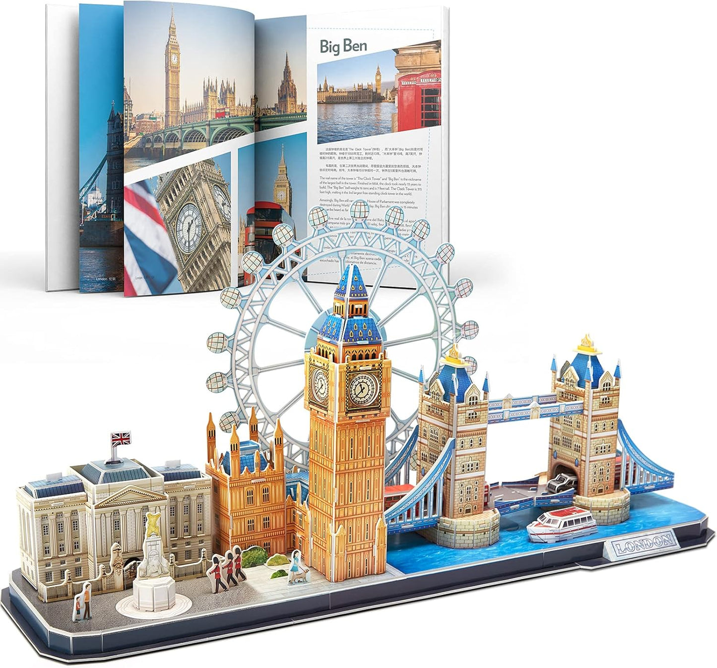 CubicFun 3D Puzzles UK London Bridge Big Ben City Skyline Jigsaw Puzzle for Kids Adults DIY Building Model Kits for Kids Adults, 107 Pieces