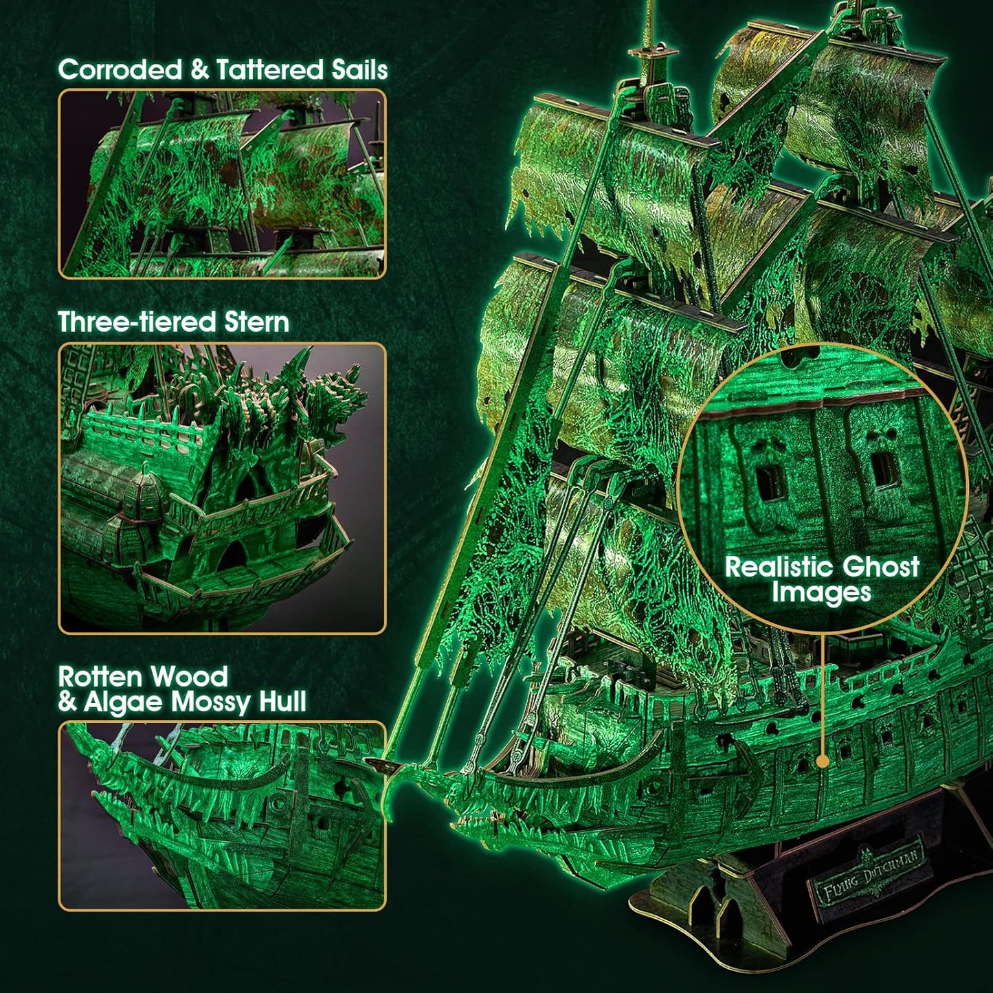 CubicFun 3D Puzzle – Flying Dutchman Pirate Ship (Glow in the Dark Version)