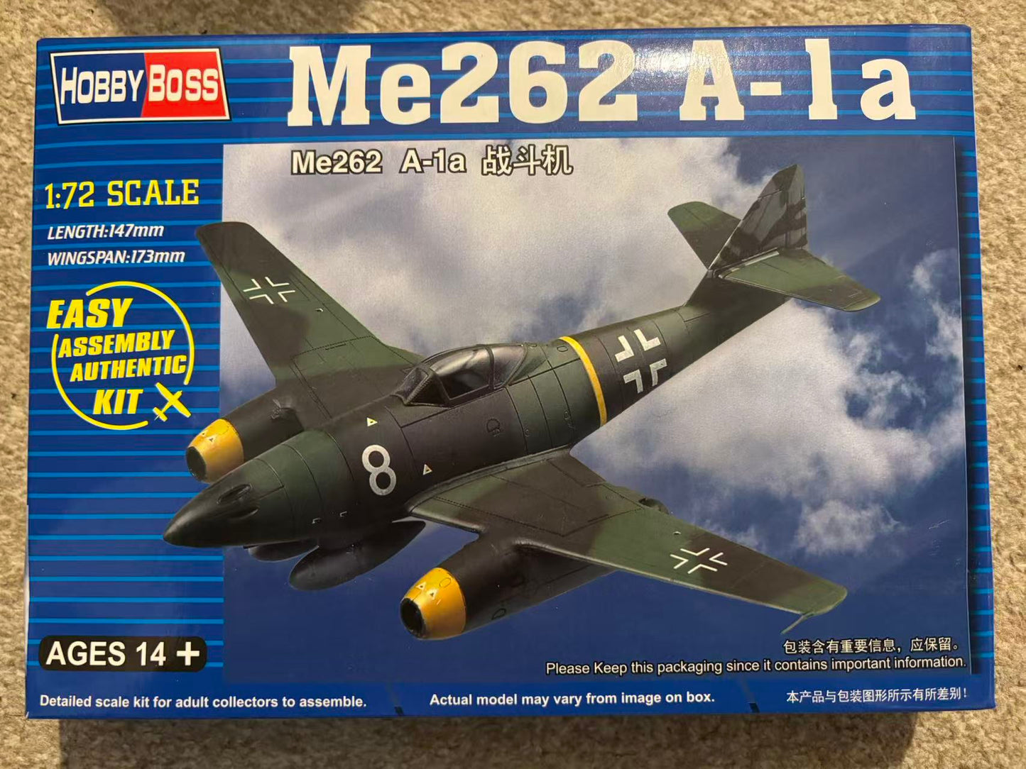 Trumpeter Hobby Boss 80249 1/72 German Messer Me262 A-1a White 8 Witzmann