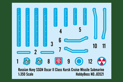 Hobbyboss 83521 1/350 Russian Navy SSGN Oscar II Kursk Cruise Missile Submarine