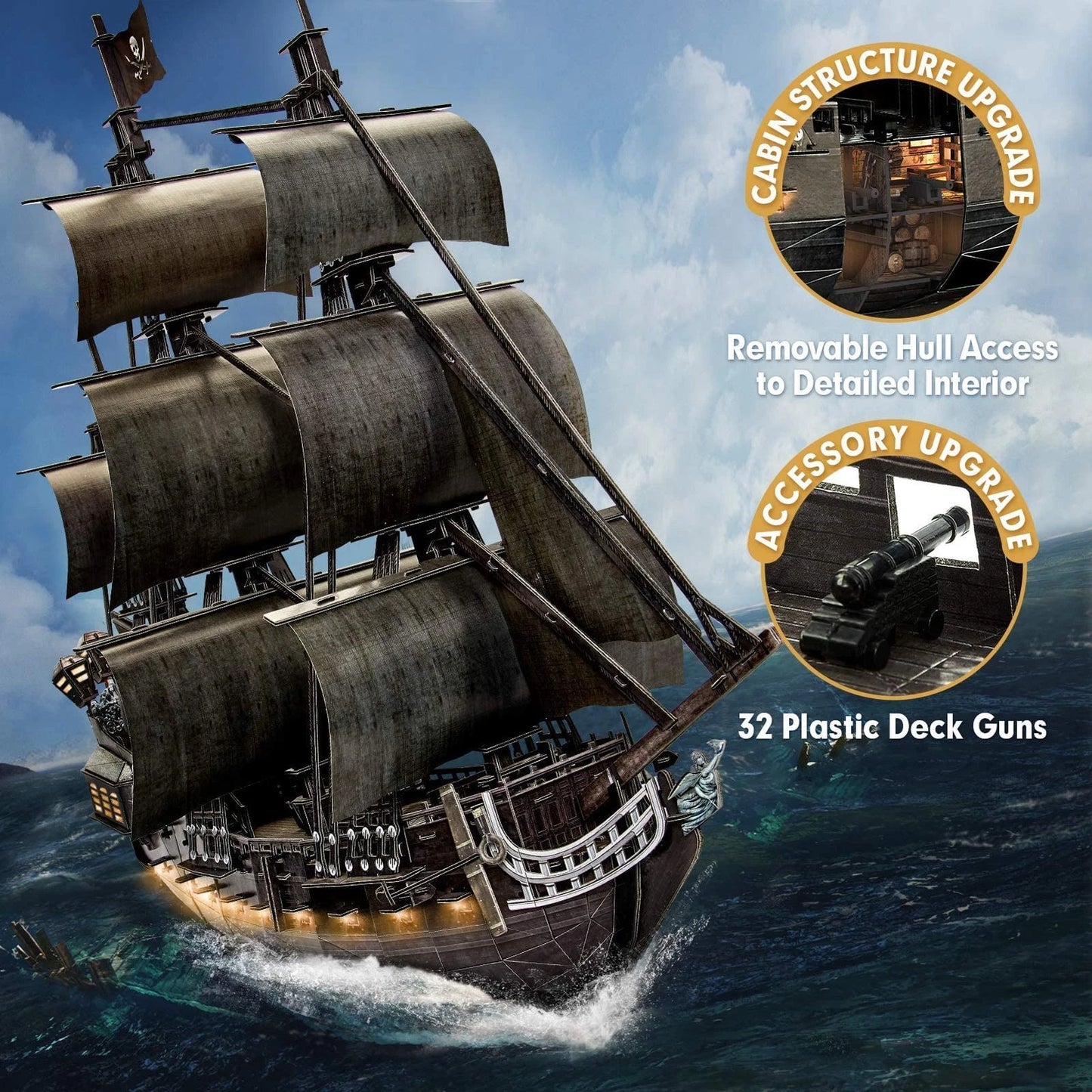 CubicFun 3D Puzzles Pirate Ship Queen Anne's Revenge Luxury version with LED
