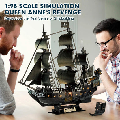 CubicFun 3D Puzzles Pirate Ship Queen Anne's Revenge Luxury version with LED