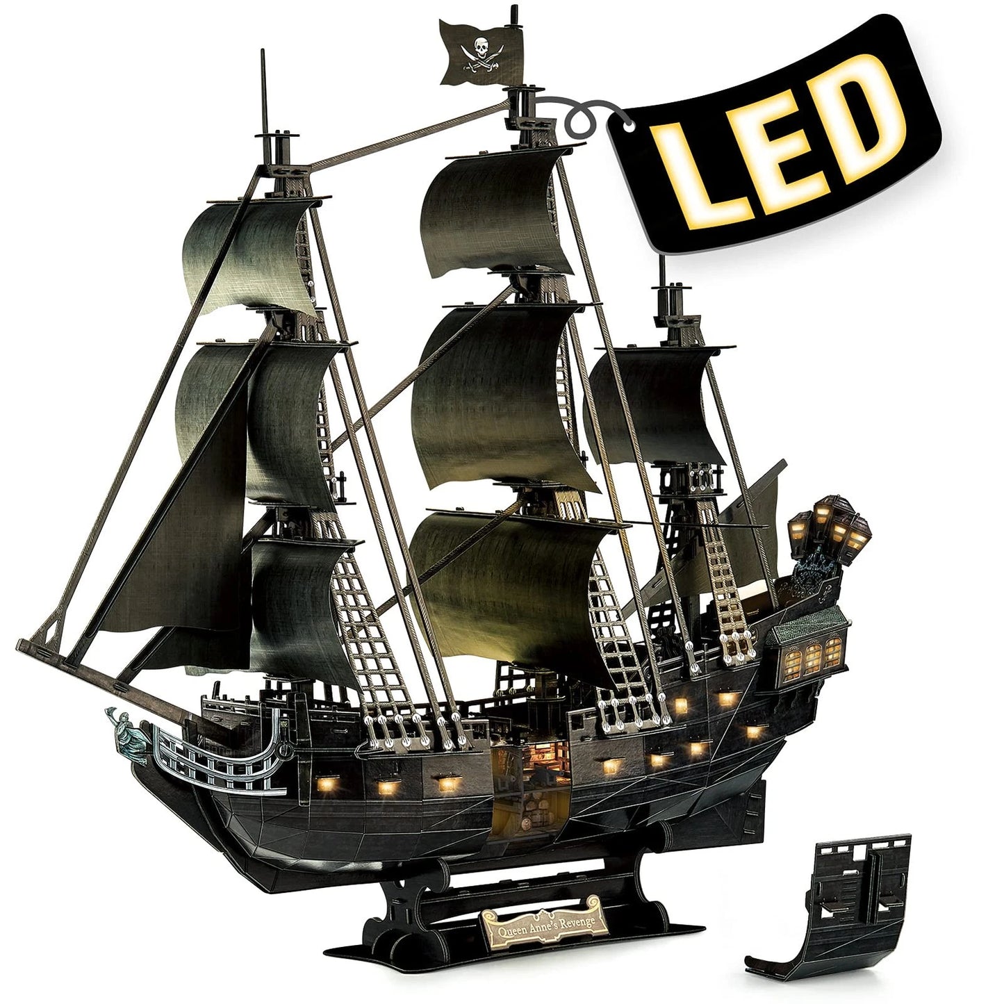 CubicFun 3D Puzzles Pirate Ship Queen Anne's Revenge Luxury version with LED