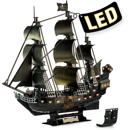 CubicFun 3D Puzzles Pirate Ship Queen Anne's Revenge Luxury version with LED